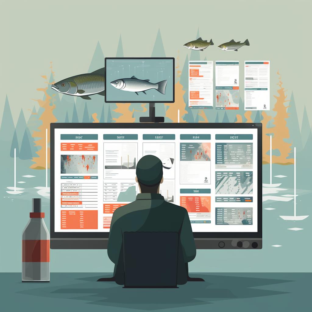 A person looking at different types of fishing licenses on a computer screen