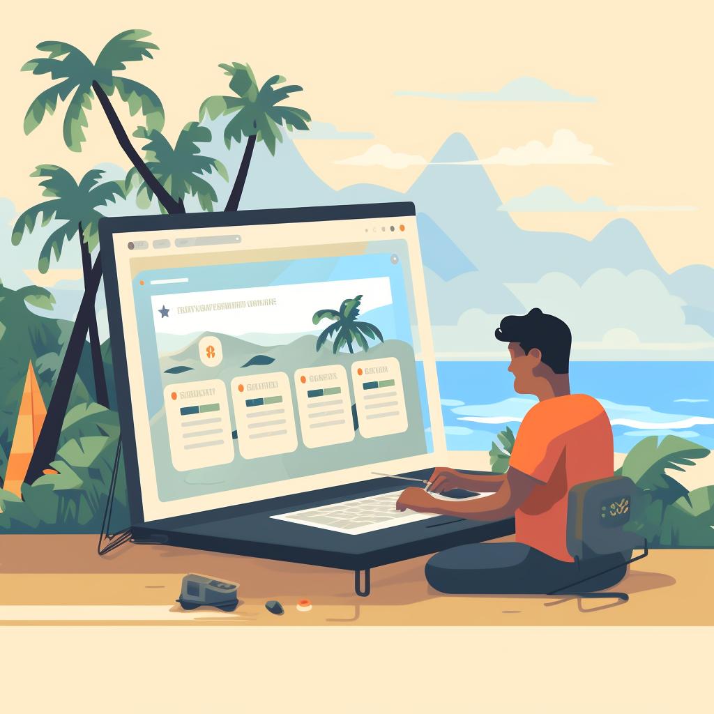 A person browsing a website showing different Hawaiian campsites and their fees