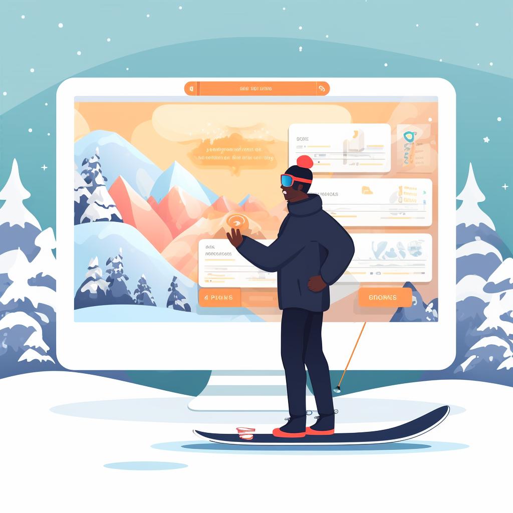 A person browsing a ski resort's website for deals.