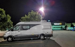 Can I park and sleep overnight in an RV while traveling in the US?
