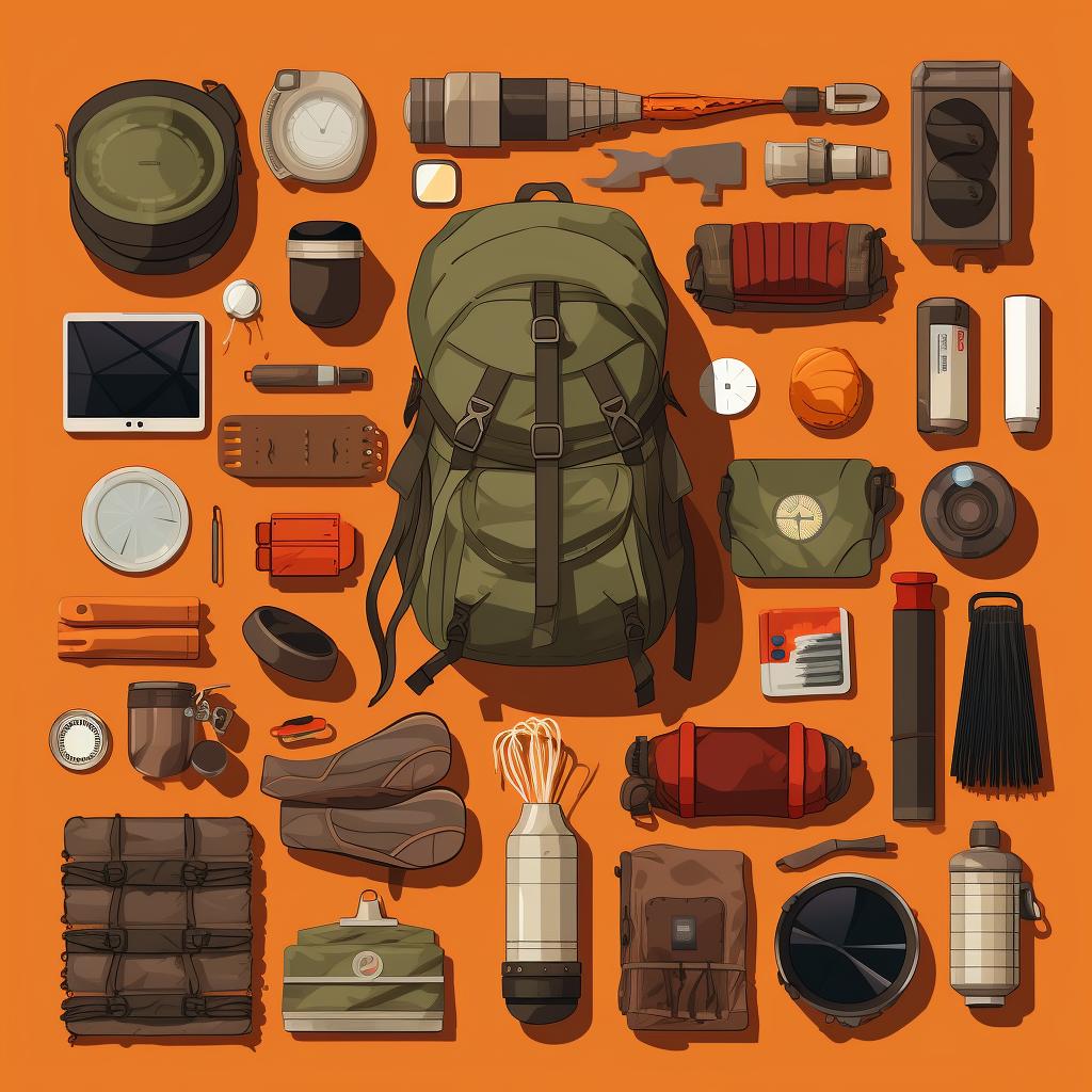 Camping gear spread out on the ground
