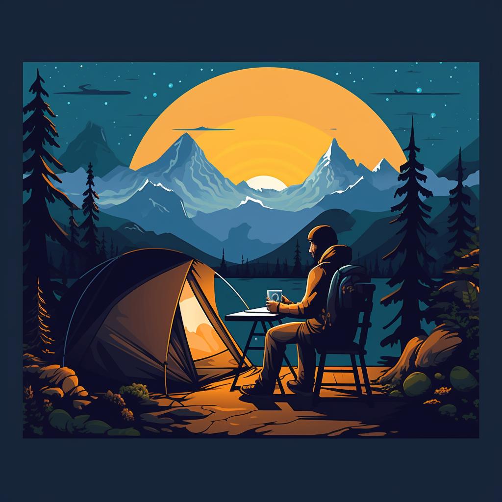 Person researching campsites on a laptop